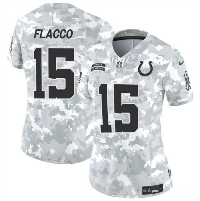 Womens Indianapolis Colts #15 Joe Flacco 2024 F.U.S.E Arctic Camo Salute To Service Limited Stitched Jersey Dzhi